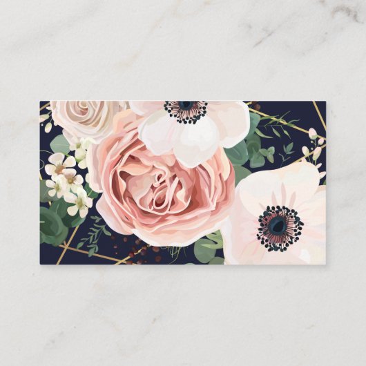 名刺ジオグラフィティカルガーデンバラアネモネネイビー 名刺 (裏面)