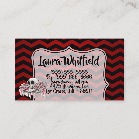 名刺スカルバラゴシックレッドブラック 名刺 (正面)