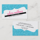 名刺スタイリッシュグリッタースパークルアクアピンク 名刺 (正面/裏面)