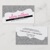 名刺スタイリッシュグリッタースパークルシルバーピンク 名刺 (正面/裏面)