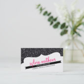 名刺スタイリッシュグリッタースパークルブラックピンク 名刺 (スタンド正面)