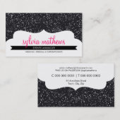 名刺スタイリッシュグリッタースパークルブラックピンク 名刺 (正面/裏面)