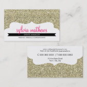 名刺スタイリッシュグリッター金ゴールドピンク 名刺 (正面/裏面)