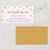 名刺スタイリッシュ紙吹雪ピンク金ゴールドグリッター 名刺 (正面/裏面)