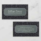 名刺スパークモダンクはっきりしたブラックグリッター 名刺 (正面/裏面)