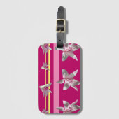名刺スロット付きピンクラゲージタグ ラゲッジタグ (正面縦)