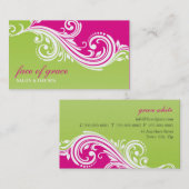 名刺スワールエレガントプスタイリッシュピンクライム 名刺 (正面/裏面)