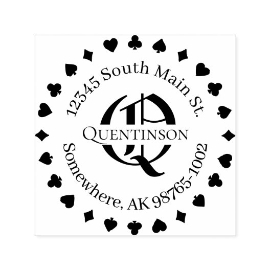 名刺スーツ、住所（モノグラム名印付き） セルフインキングスタンプ (デザイン)