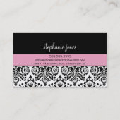 名刺ダマスクはっきりしたブラックピ淡い色のンク 名刺 (裏面)