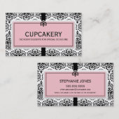 名刺ダマスクエレガントブラックパステルピンク 名刺 (正面/裏面)