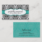 名刺ダマスクスタイリッシュブラックジェードエメラルド 名刺 (正面/裏面)