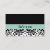 名刺ダマスクモダンブラックミントグリーン 名刺 (裏面)