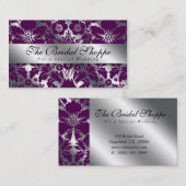 名刺ダ結婚マスクフローラパープルシルバー 名刺 (正面/裏面)