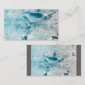 名刺テンプレートの青い羽毛フォトアート 名刺 (正面/裏面)