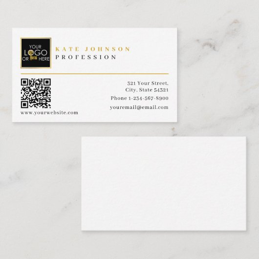 名刺テンプレートカスタムロゴ写真QRコード 名刺 (正面/裏面)