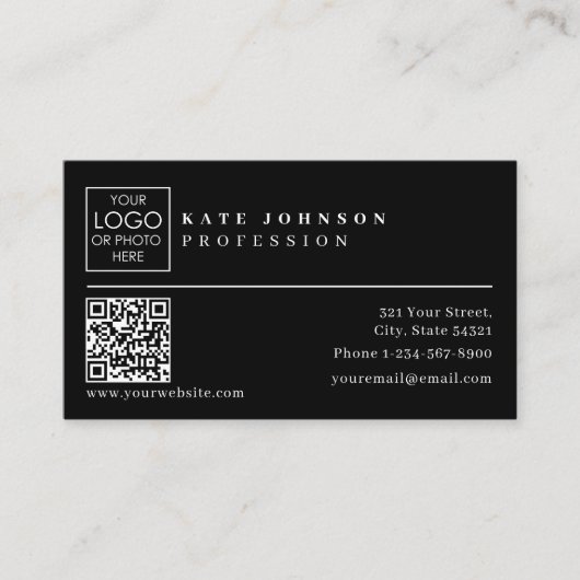 名刺テンプレートカスタムロゴ写真QRコード 名刺 (正面)