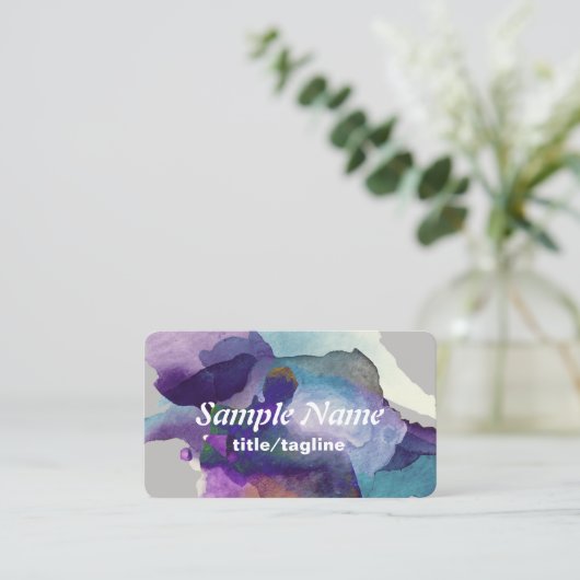 名刺テンプレート水彩抽象芸術 名刺 (スタンド正面)