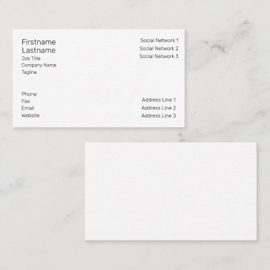 米スタンダード 8.89cm x 5.08cm名刺 (正面/裏面)