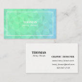 名刺テンプレート。緑のポリゴン名カード。 名刺 (正面/裏面)