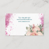 名刺デザインのピンクグリッターと 名刺 (裏面)