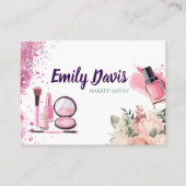 名刺デザインのピンクグリッターと 名刺 (正面)