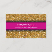名刺トレンディーモダングリッターホットピンク金ゴールド 名刺 (裏面)