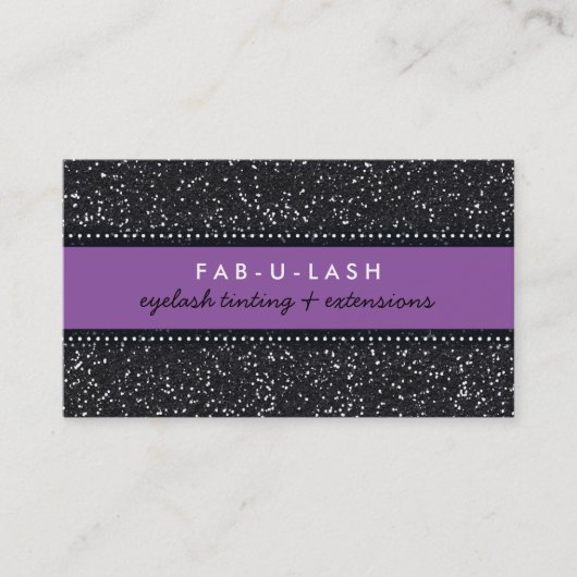 名刺トレンディーモダングリッター紫ブラック 名刺 (正面)