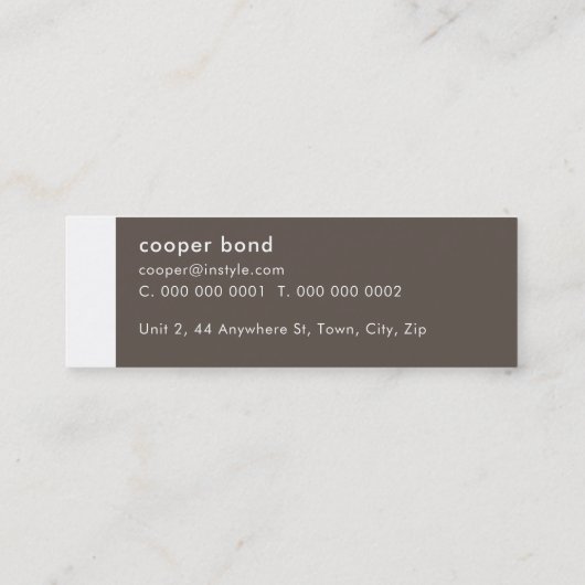 名刺トレンディーモダンシンプルタブ茶 スキニー名刺 (裏面)