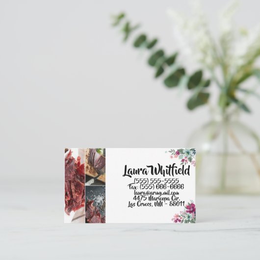 名刺トロピカルフラワーオンホワイト 名刺 (スタンド正面)