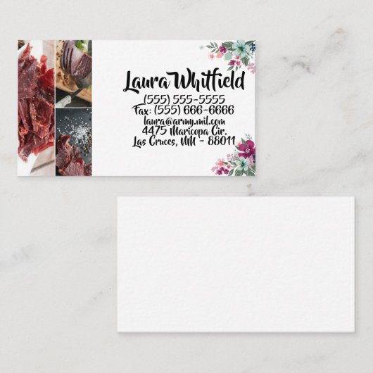 名刺トロピカルフラワーオンホワイト 名刺 (正面/裏面)