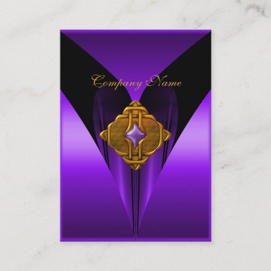 名刺パープルエレガント金ゴールドジュエル 名刺 (正面)