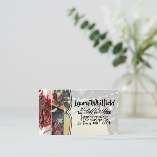 名刺ビーチサンセットパームツリーストリングライト 名刺 (スタンド正面)