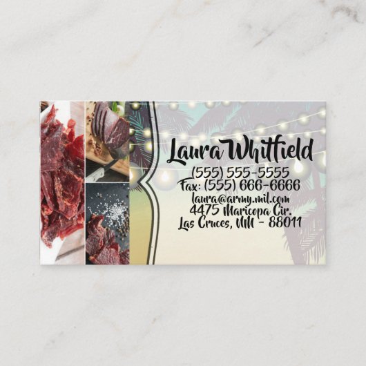 名刺ビーチサンセットパームツリーストリングライト 名刺 (正面)