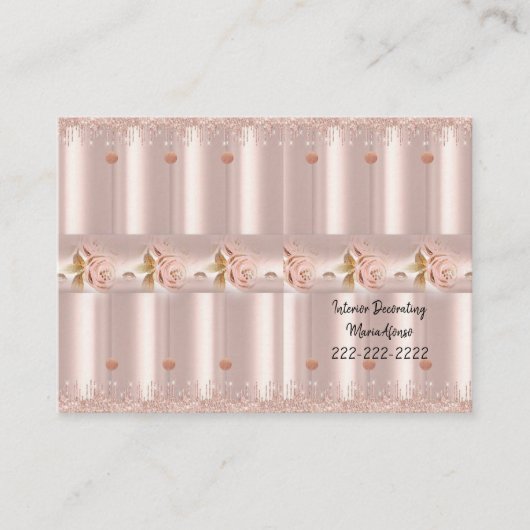 名刺ピンクローズグリッターインテリアデコア 名刺 (正面)