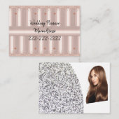 名刺ピンクローズグリッターウェディングプランナー 名刺 (正面/裏面)