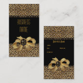 名刺ブラックレオパード動物金ゴールド弓ジュエル 名刺 (正面/裏面)