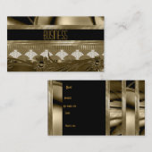 名刺ブラック古い金ゴールドアールデコフローラ 名刺 (正面/裏面)