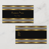 名刺ブラック金ゴールドグレーストライプ 名刺 (正面/裏面)