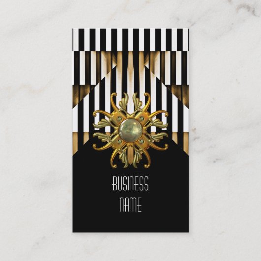 名刺ブラック金ゴールドストライプジュエル 名刺 (正面)