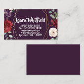 名刺プラムパープルバラ金ゴールド幾何学模様 名刺 (正面/裏面)