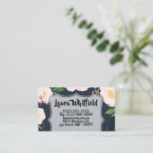 名刺ホワイトフローラ花オンダークブルー 名刺 (スタンド正面)