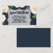 名刺ホワイトフローラ花オンダークブルー 名刺 (正面/裏面)