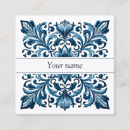 名刺ポルトガルのタイル青 スクエア名刺 (正面)