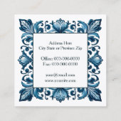 名刺ポルトガルのタイル青 スクエア名刺 (裏面)