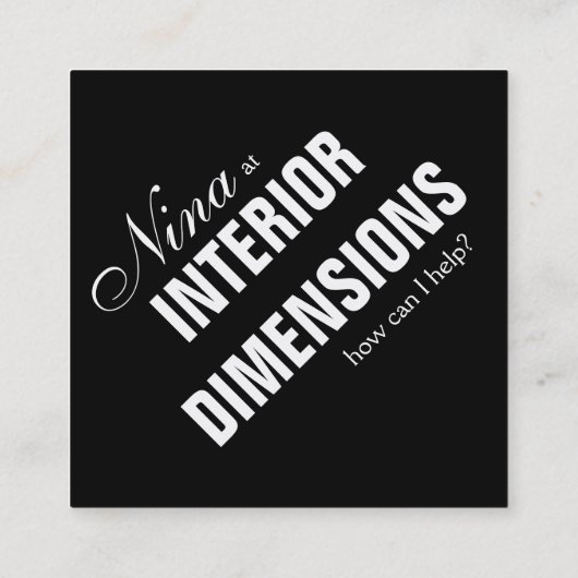 名刺ミニマリストカスタムテンプレートブラック スクエア名刺 (裏面)