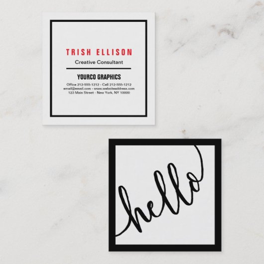 名刺ミニマルカスタムリストテンプレートこんにちは スクエア名刺 (正面/裏面)