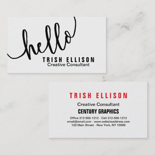 名刺ミニマルカスタムリストテンプレートこんにちは 名刺 (正面/裏面)