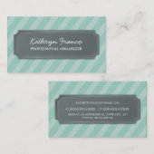名刺モダンはっきりしたストライプミント淡い色のグリーン 名刺 (正面/裏面)