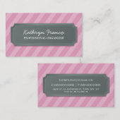 名刺モダンはっきりしたストライプ淡い色のピンク 名刺 (正面/裏面)