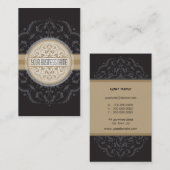 名刺モダンオリエンタルマンダラブラック金ゴールド 名刺 (正面/裏面)